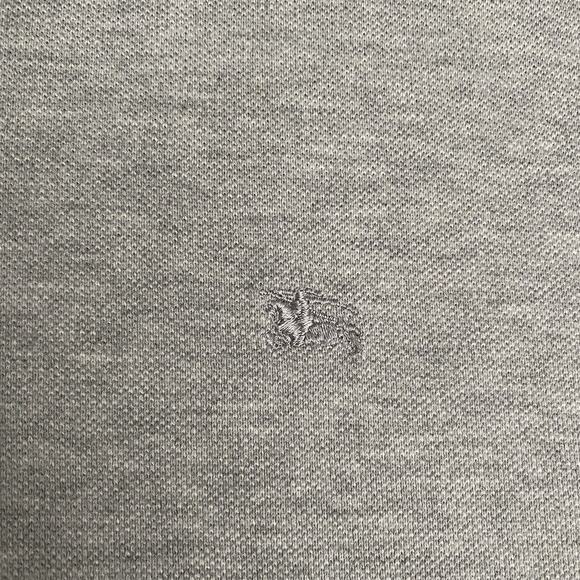Burberry Polo Shirt T Shirt Gray Short Sleeve Cotton Nova Check Trim Logo Tee XL - Picture 3 of 8
